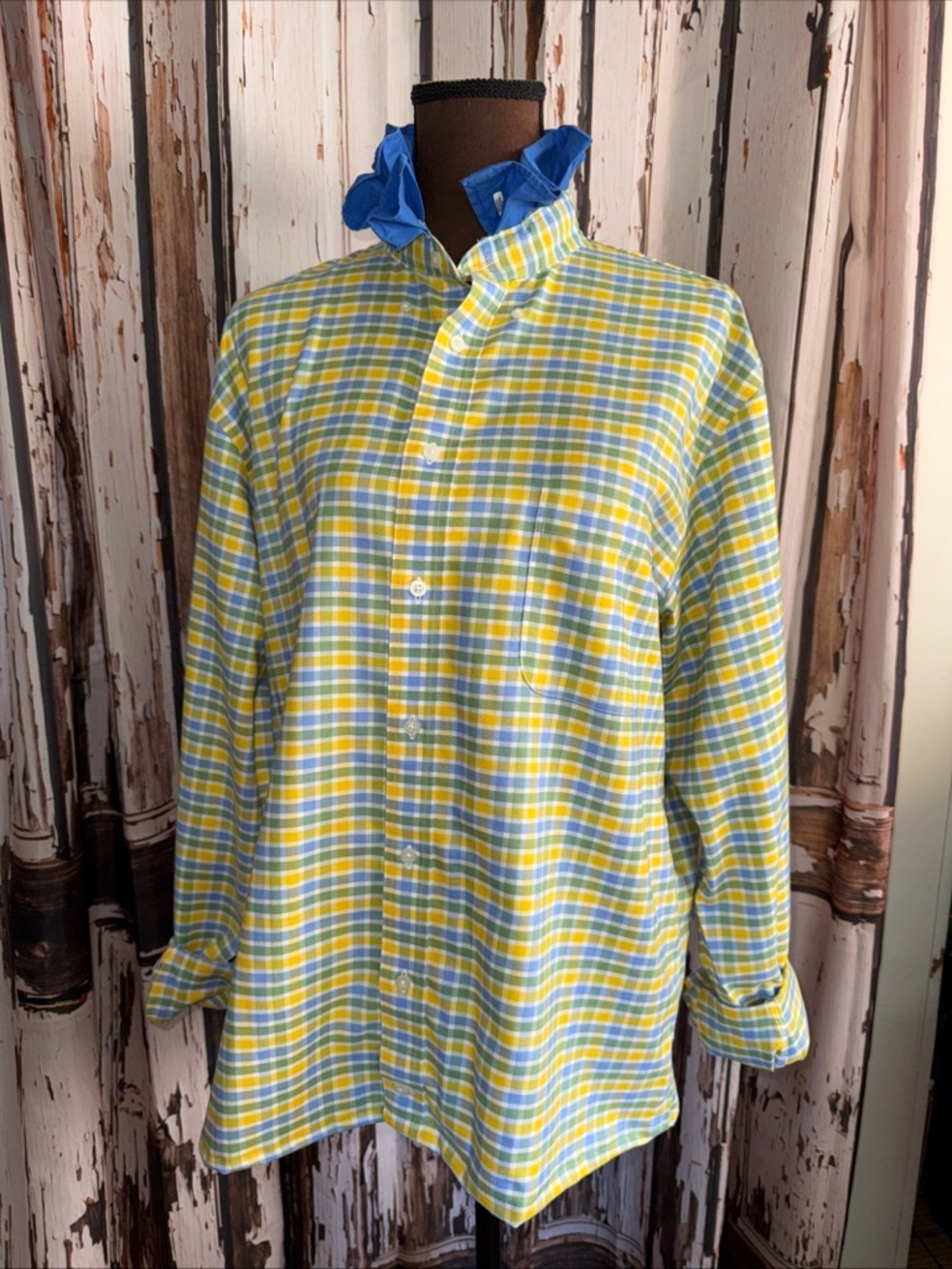 Reworked upcycled ruffle large plaid shirt read details